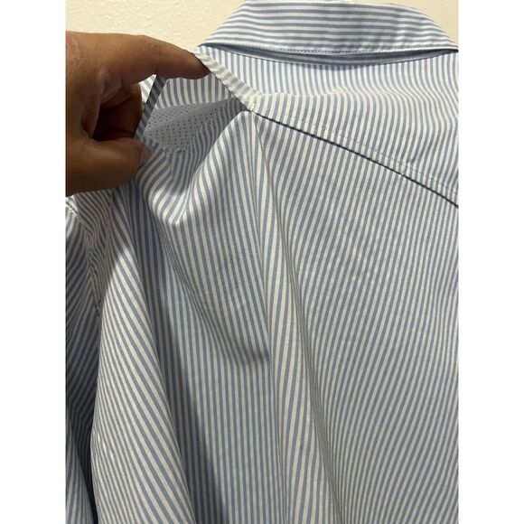 Ariat Tek Striped Button Up Collared Shirt Mens XXL Light Blue White - Picture 7 of 10
